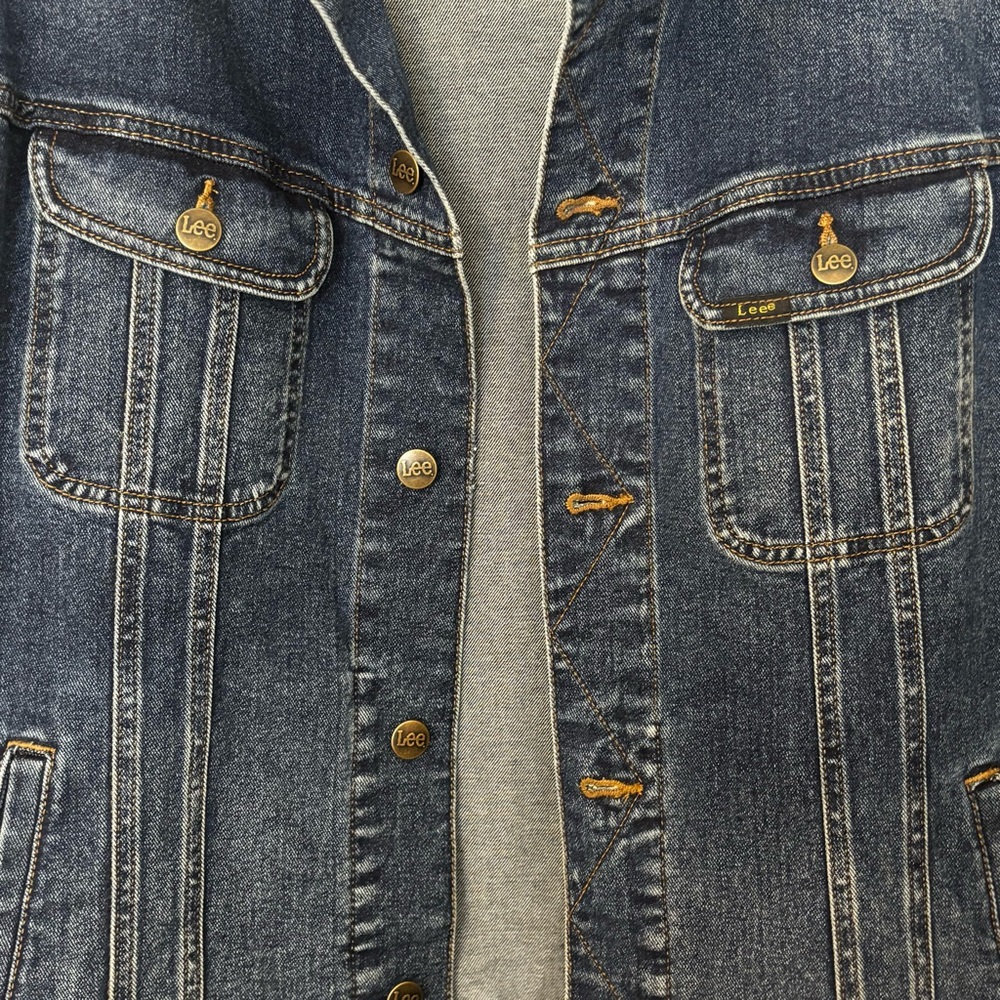 Lee Men's XL Dark Wash Denim Trucker Jacket Stretch Jean Coat Premium Outerwear - Picture 15 of 15